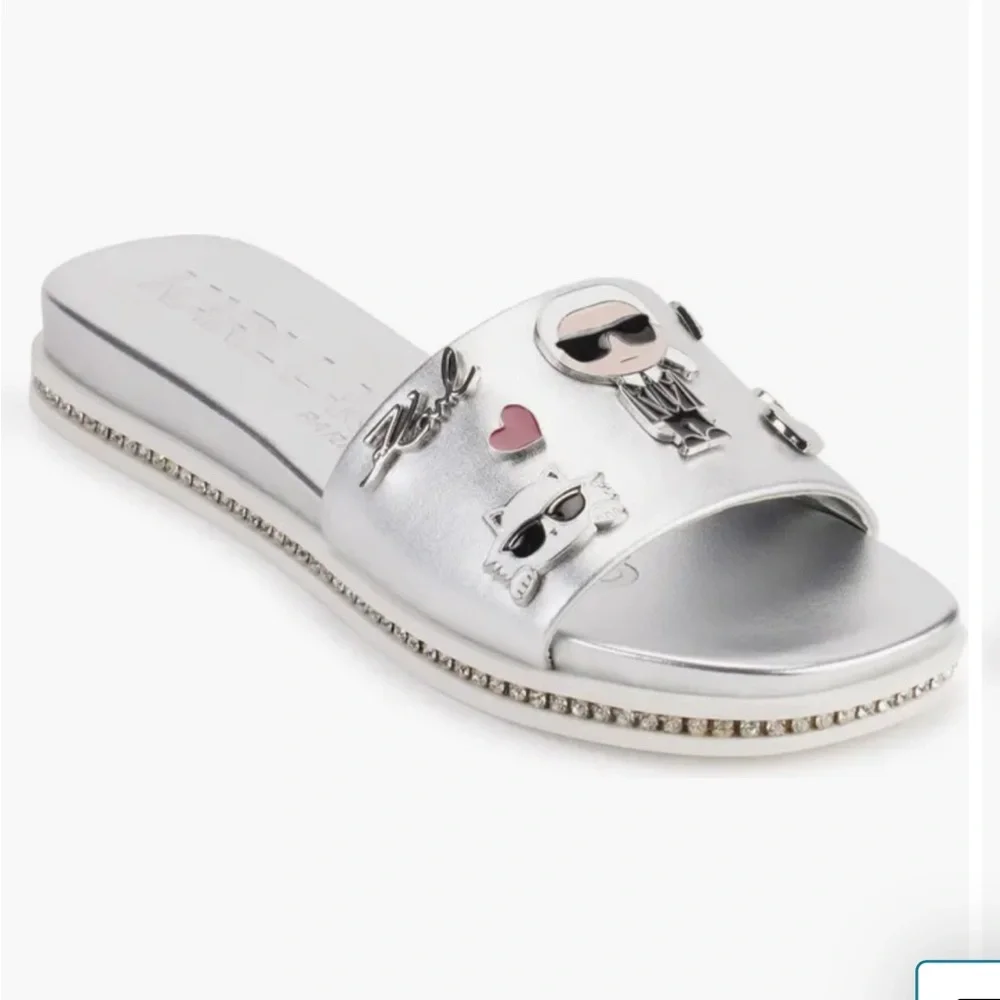 Jeslyn Stud Slide Sandal Karl Lagerfeld Paris silver 7.5 women’s